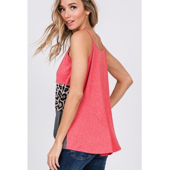 Leopard Print Coral Tie Front Strappy Tank Top! - Picture 7 of 16